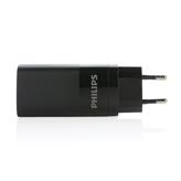 Caricatore da parete USB a 3 porte Philips 65W ultra rapido, nero