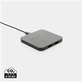 10W Wireless Charger aus RSC recycl. Kunststoff mit Dual-USB, schwarz