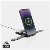 Swiss Peak 15W 3-in-1 magnetischer Wireles Charger aus rPU, schwarz