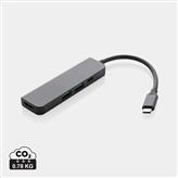 Hub Terra RCS de aluminio reciclado con entrada HDMI, gris