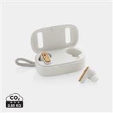 Auriculares TWS de plástico reciclado RCS y bambú, blanco