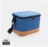 Two tone cooler bag with cork detail, blue