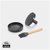 BBQ set with hamburger press and brush, grey