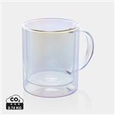 Taza de lujo de vidrio galvanizado de doble pared, transparente