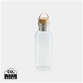 RCS rPET Flasche with Bambusdeckel und Griff, transparent