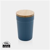 GRS rPP-Becher mit Bambusdeckel, blau