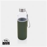 Glass bottle with neoprene sleeve, green