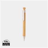 Bolígrafo de bambú con clip de trigo, blanco