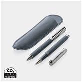 Recycled leather pen set, grey