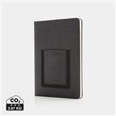 Deluxe A5 Notebook with phone pocket, black