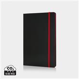 Deluxe hardcover A5 notebook with coloured side, red