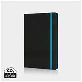 Deluxe hardcover A5 notebook with coloured side, blue