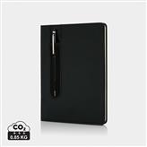 Libreta A5 PU básica con bolígrafo táctil, negro