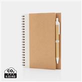 Cuaderno de espiral kraft con bolígrafo, blanco