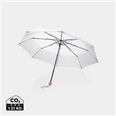 20.5" Impact AWARE™ RPET 190T Pongee bamboo mini umbrella, white