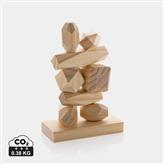 Ukiyo Crios wooden balancing rocks in pouch, brown